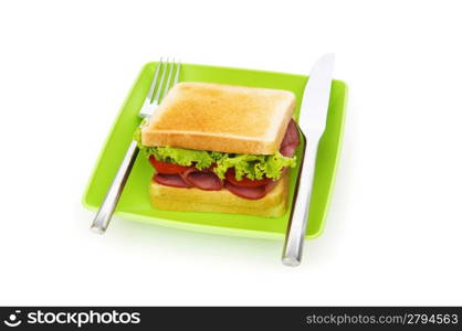 Tasty sandwich isolated on the white background