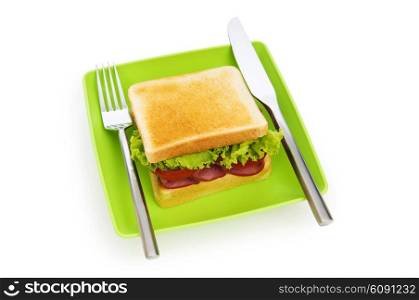 Tasty sandwich isolated on the white background