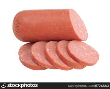 Tasty sausage is on a white background