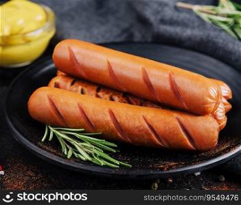 tasty sausages with rosemary and mustard