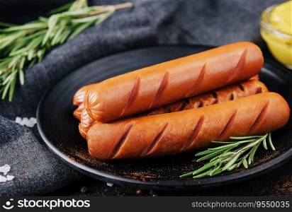 tasty sausages with rosemary and mustard