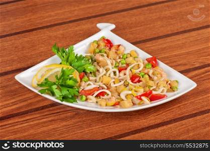 Tasty seafood salad with vegetable