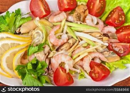 Tasty seafood salad with vegetable