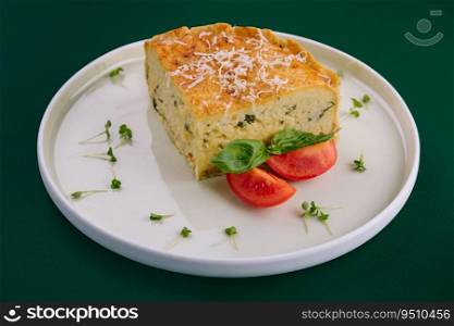 Tasty spinach tart and tomatoes