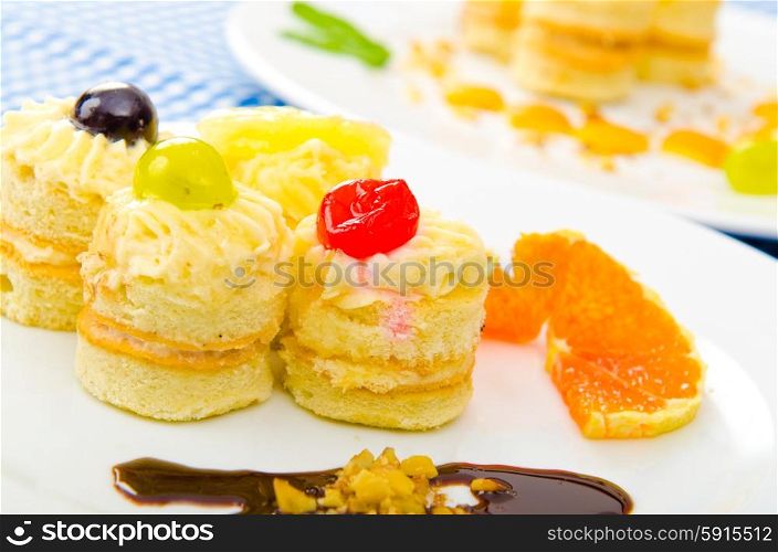 Tasty sweets in the plate
