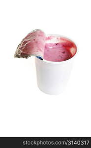 Tasty yoghurt with fresh berry in plastic glass