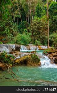 Tat Kuang Si Waterfalls Beautiful landscape in Luang Prabang, Laos