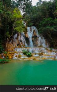 Tat Kuang Si Waterfalls Beautiful landscape in Luang Prabang, Laos