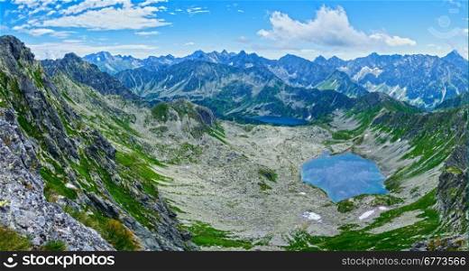 Tatra Mountain, Poland, view from Swinica mount slope to Valley Gasienicowa and group of glacial lakes