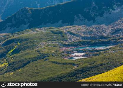 Tatra Mountain, Poland, view to group of glacial lakes from Kasprowy Wierch range.