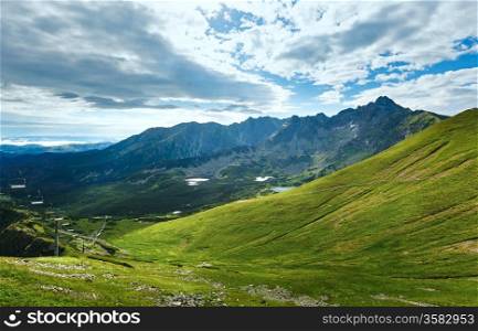 Tatra Mountain, Poland, view to Valley Gasienicowa, group of glacial lakes and Swinica mount