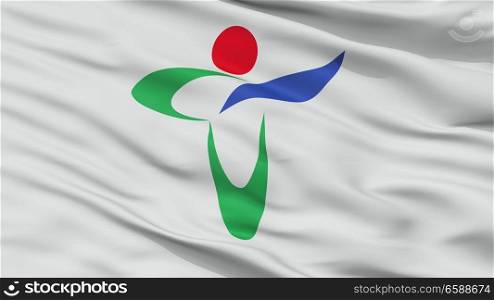 Tatsuno City Flag, Country Japan, Hyogo Prefecture, Closeup View. Tatsuno City Flag, Japan, Hyogo Prefecture, Closeup View