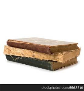 tattered book stack isolated on white background