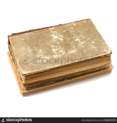 tattered book stack isolated on white background