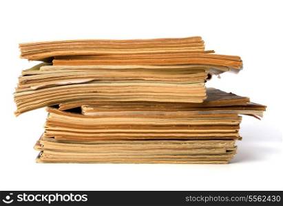 tattered journals stack isolated on white background