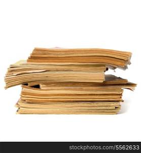 tattered journals stack isolated on white background
