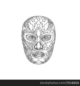 Tattoo style illustration of a Mexican wearing luchador Lucha libre mask viewed from front.. Lucha Libre Mask Tattoo