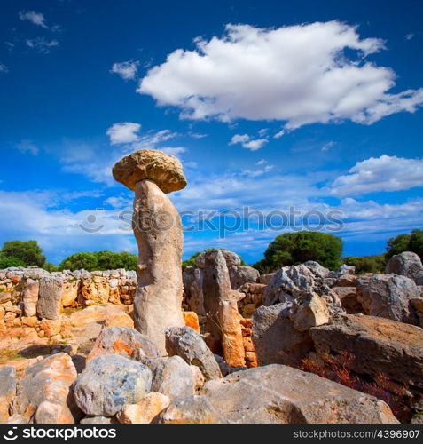 Taules of Menorca Torre de en Gaumes Galmes at Balearic islands of Spain