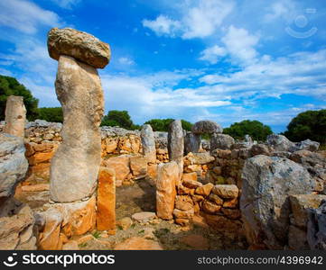 Taules of Menorca Torre de en Gaumes Galmes at Balearic islands of Spain