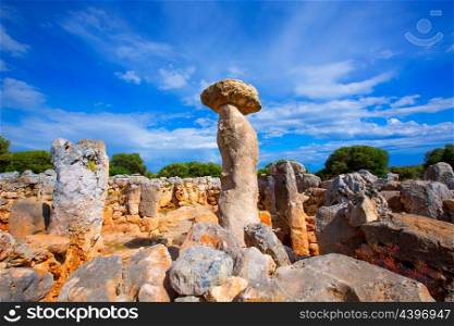 Taules of Menorca Torre de en Gaumes Galmes at Balearic islands of Spain