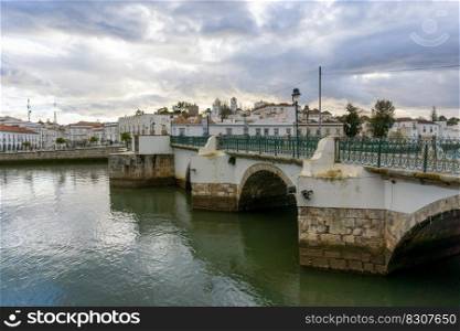 Tavira, Portugal - 4 january, 2020  view of the old city center of historic Tavira