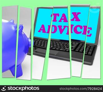 Tax Advice Piggy Bank Showing Professional Advising On Taxation