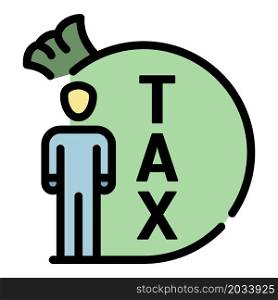 Tax bag icon. Outline tax bag vector icon color flat isolated. Tax bag icon color outline vector