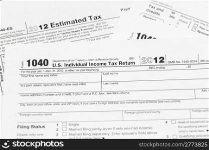 Tax form 1040 for tax year 2012 for US individual tax return