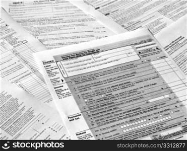 Tax forms. Range of various blank USA tax forms