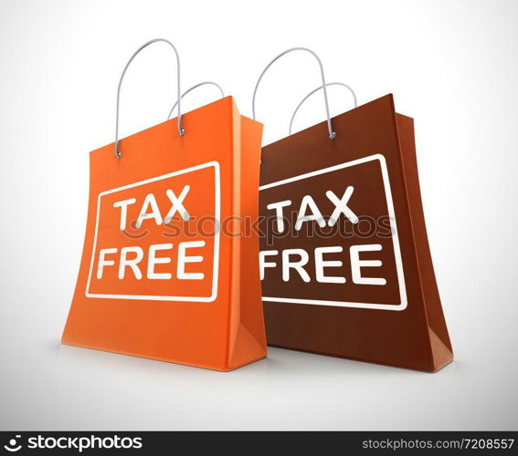 Tax-free concept icon means no customs duty required. Untaxed and exempted shopping zone - 3d illustration