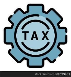 Tax gear icon. Outline tax gear vector icon color flat isolated. Tax gear icon color outline vector