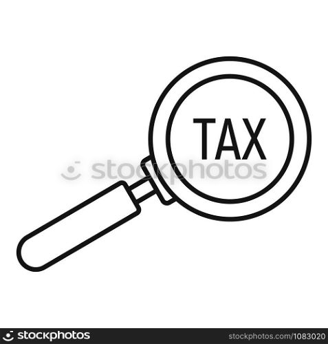 Tax magnify glass icon. Outline tax magnify glass vector icon for web design isolated on white background. Tax magnify glass icon, outline style