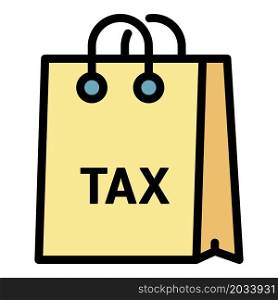 Tax paper bag icon. Outline tax paper bag vector icon color flat isolated. Tax paper bag icon color outline vector