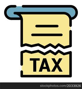 Tax paper icon. Outline tax paper vector icon color flat isolated. Tax paper icon color outline vector
