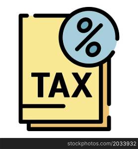 Tax percent icon. Outline tax percent vector icon color flat isolated. Tax percent icon color outline vector