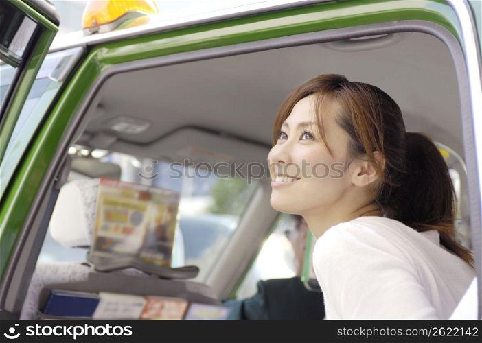 Taxi and woman