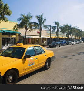 Taxi moving on the road, New York City, New York State, USA