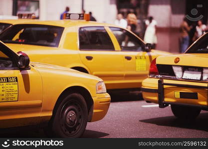 Taxis moving on the road, Manhattan, New York City, New York State, USA