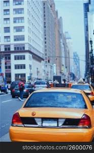 Taxis parked along the road, Manhattan, New York City, New York State, USA