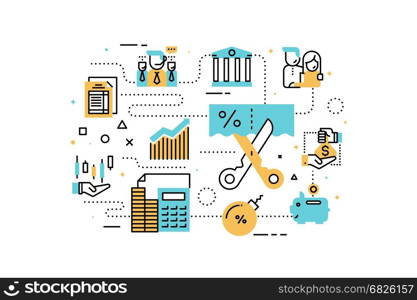 Taxs and finance line icons illustration. Design in modern style with related icons ornament concept for website, app, web banner.