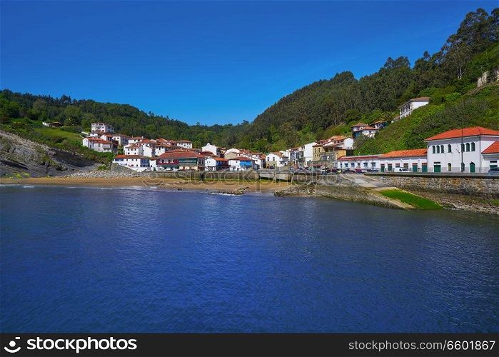 Tazones village skyline and beach of Asturias in Spain