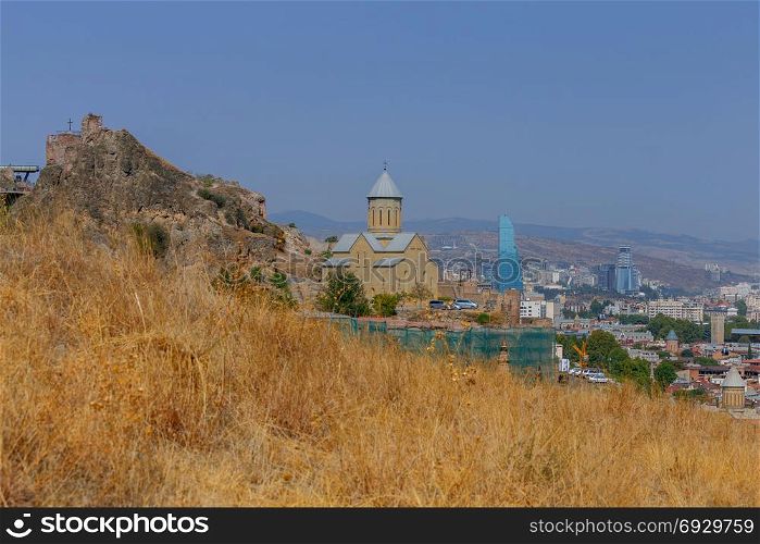 Tbilisi. Citadel of Narikala. Old city.. View of the old town and the citadel of Narikala . Tbilisi. Georgia.
