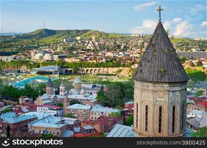 Tbilisi cityscape with church on foreground. Georgia