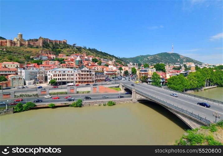 Tbilisi Old Town. Historic district of the capital of Georgia at summer day.