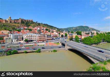 Tbilisi Old Town. Historic district of the capital of Georgia at summer day.