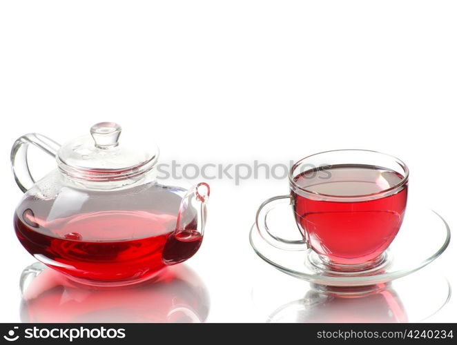 Tea being poured into glass tea cup