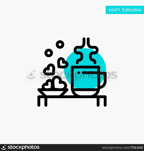 Tea, Cup, Hearts, Love, Loving, Wedding turquoise highlight circle point Vector icon