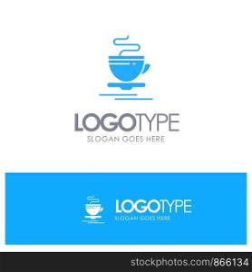 Tea, Cup, Hot, Hotel Blue Logo vector