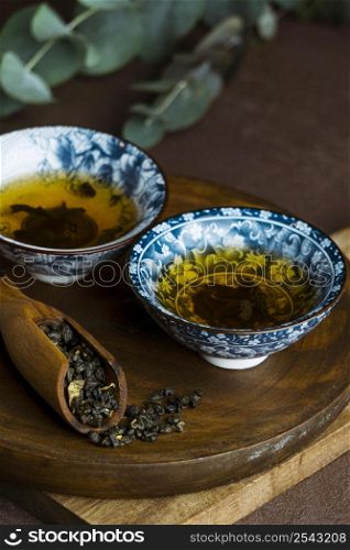 tea cups herbs composition