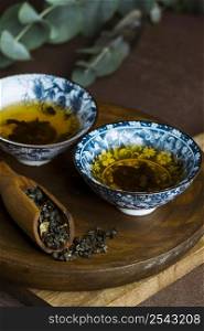 tea cups herbs composition